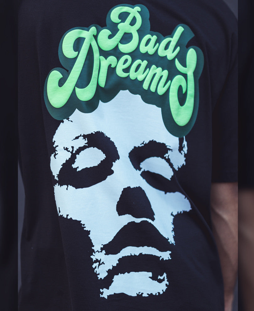 Black Bad Dream Back Print Oversize Drop Shoulder T Shirt