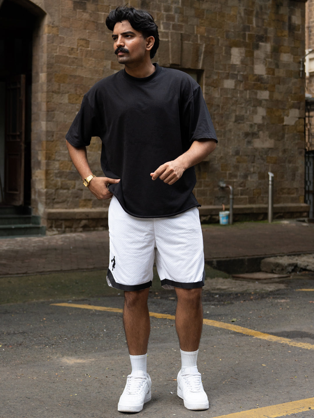 White Mesh Basketball Short