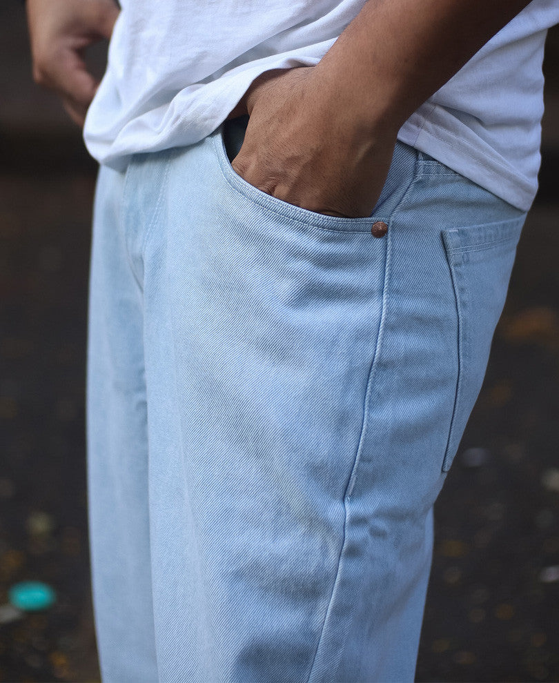 Light Blue Baggy Fit Denim Jeans
