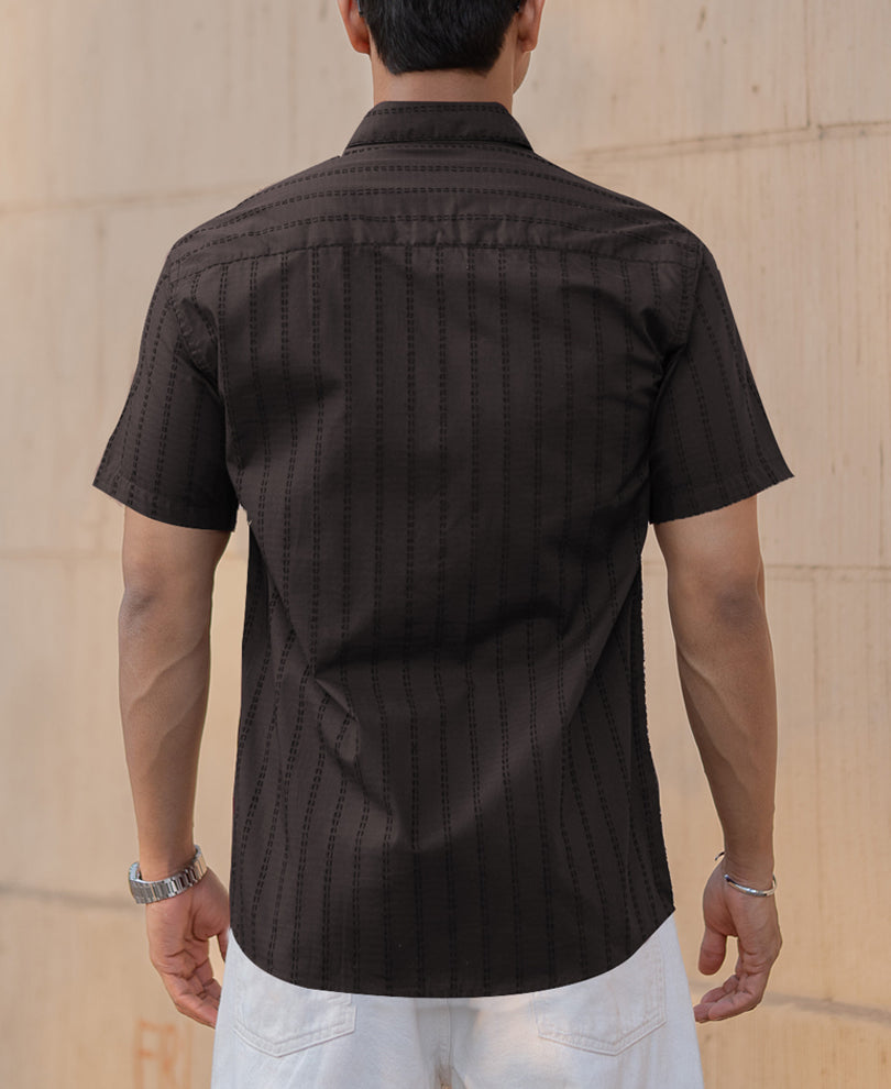 Brown Regular Fit Half Sleeves Shirt