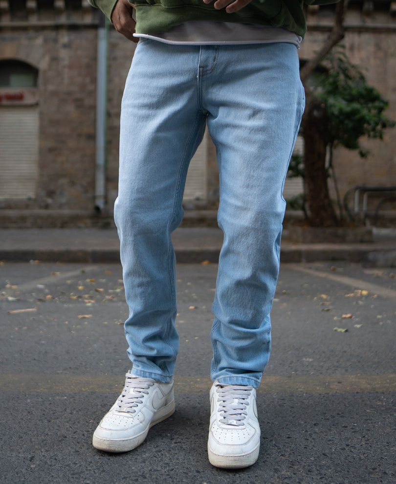 Sky Blue Denim Regular Fit Jeans.