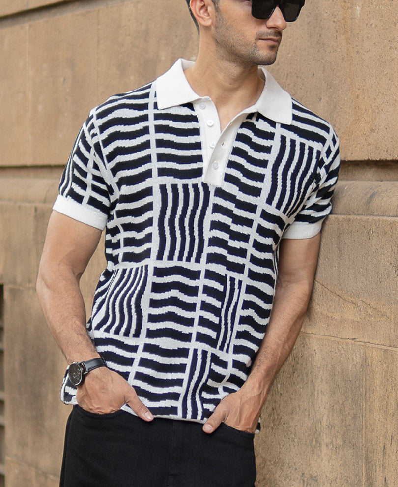 Black Abstract Jacquard T-Shirt