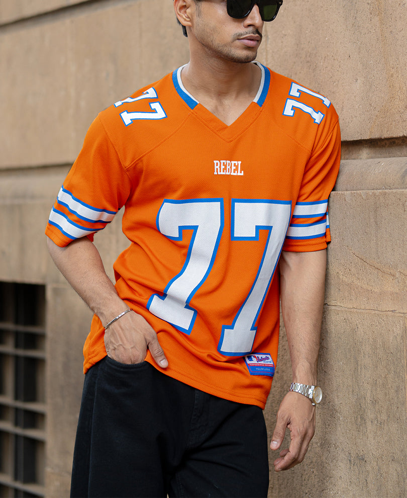 Orange Mesh Printed T-Shirt