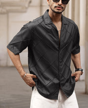 Dark Grey Solid Structured Oversized Shirt