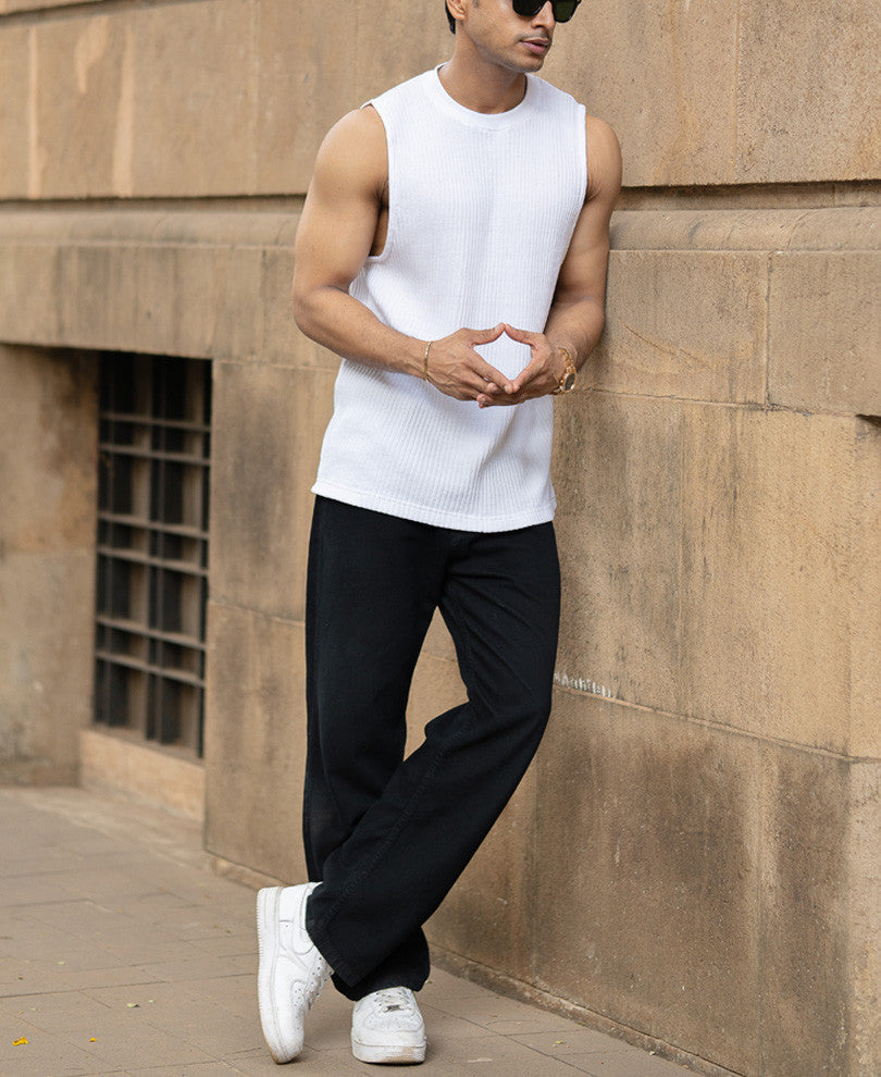 White Ribbed Vest