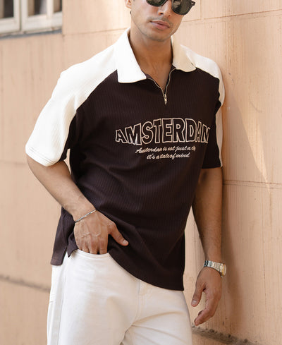 Dark Brown Embroidered T-Shirt