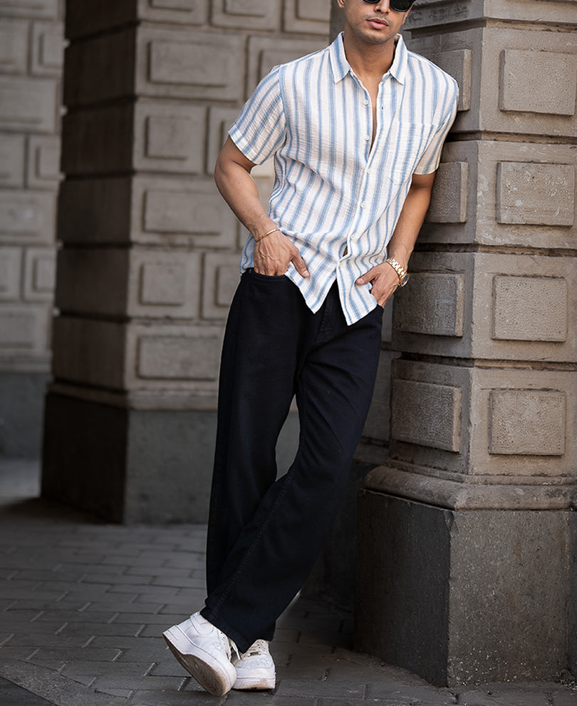 Blue Striped Shirt With Pocket