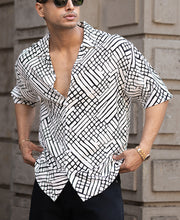 White Oversized Printed Half Sleeves Shirt