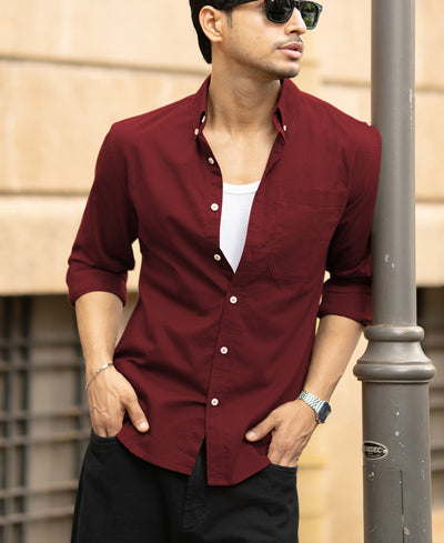 Maroon Lightweight Oxford Shirt