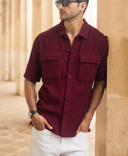 Wine Structured Shirt With Pockets