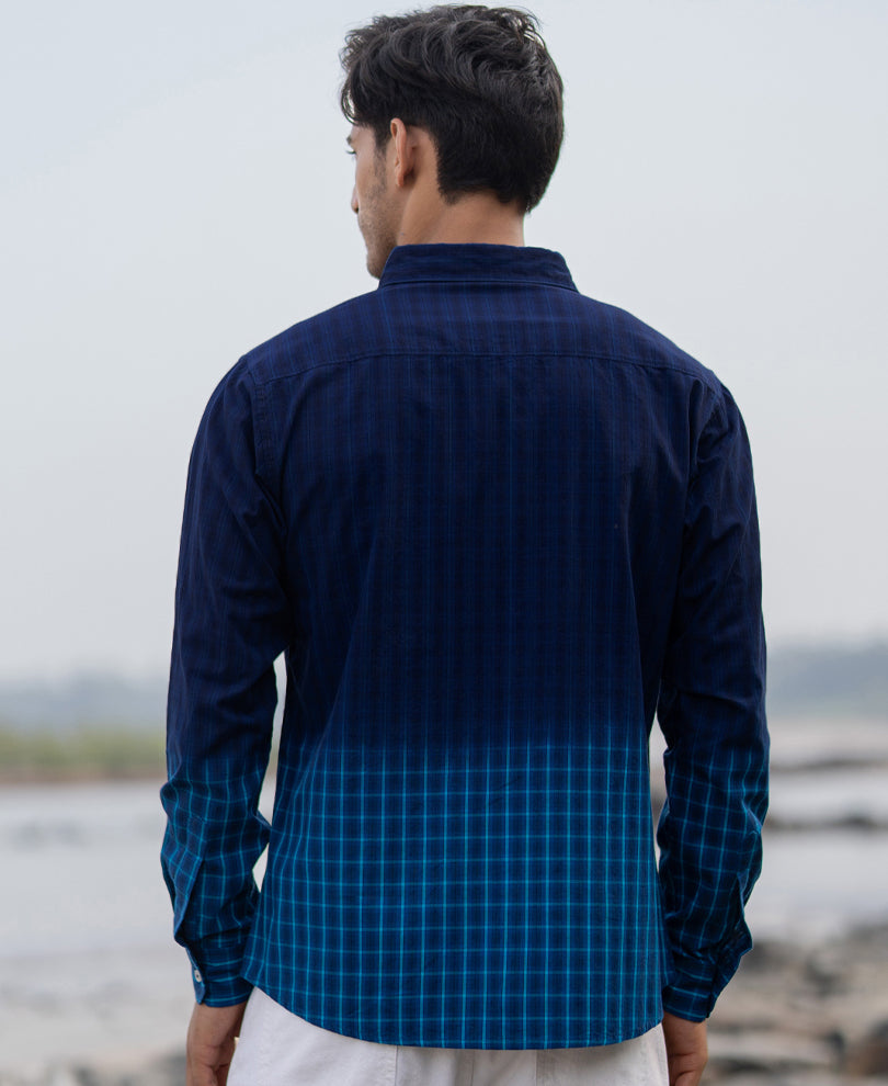 Blue Ombre Checks Shirt