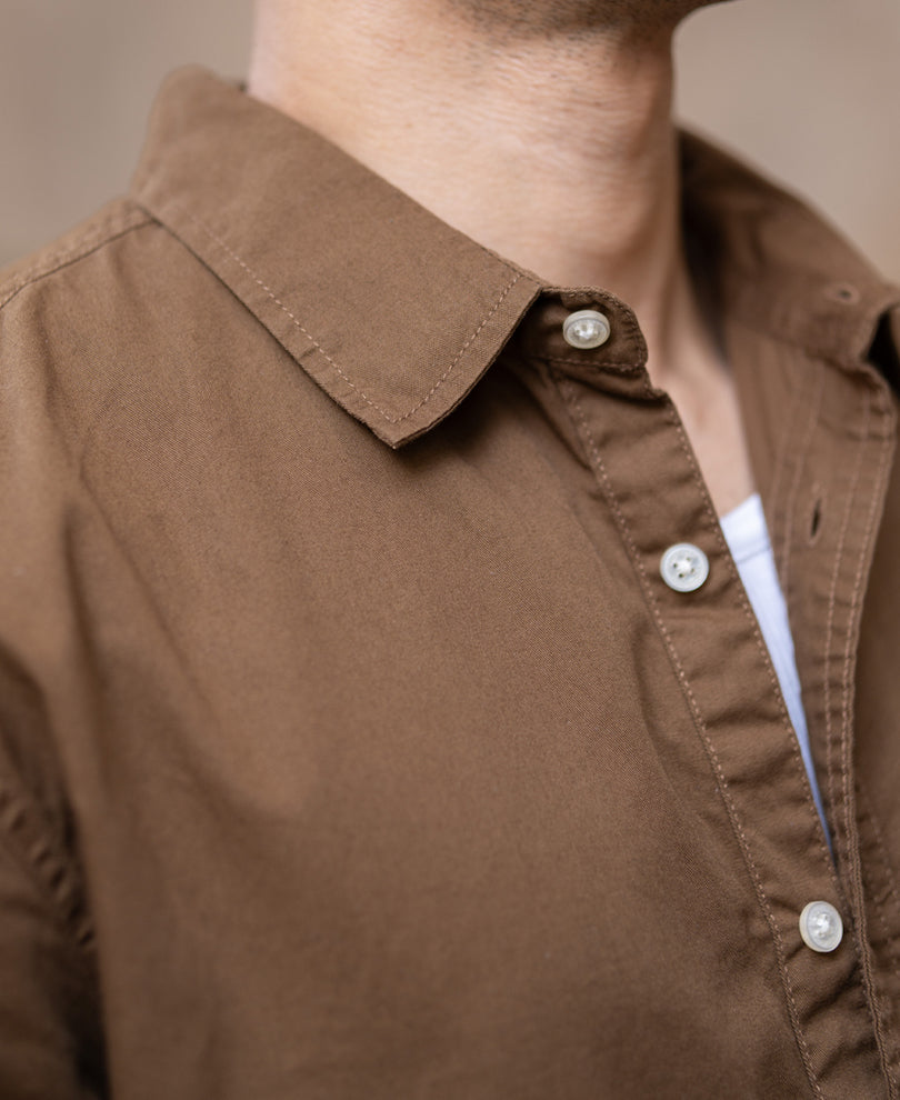 Tan Brown Washed Shirt.