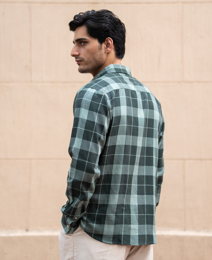 Olive Lightweight Checks Shirt
