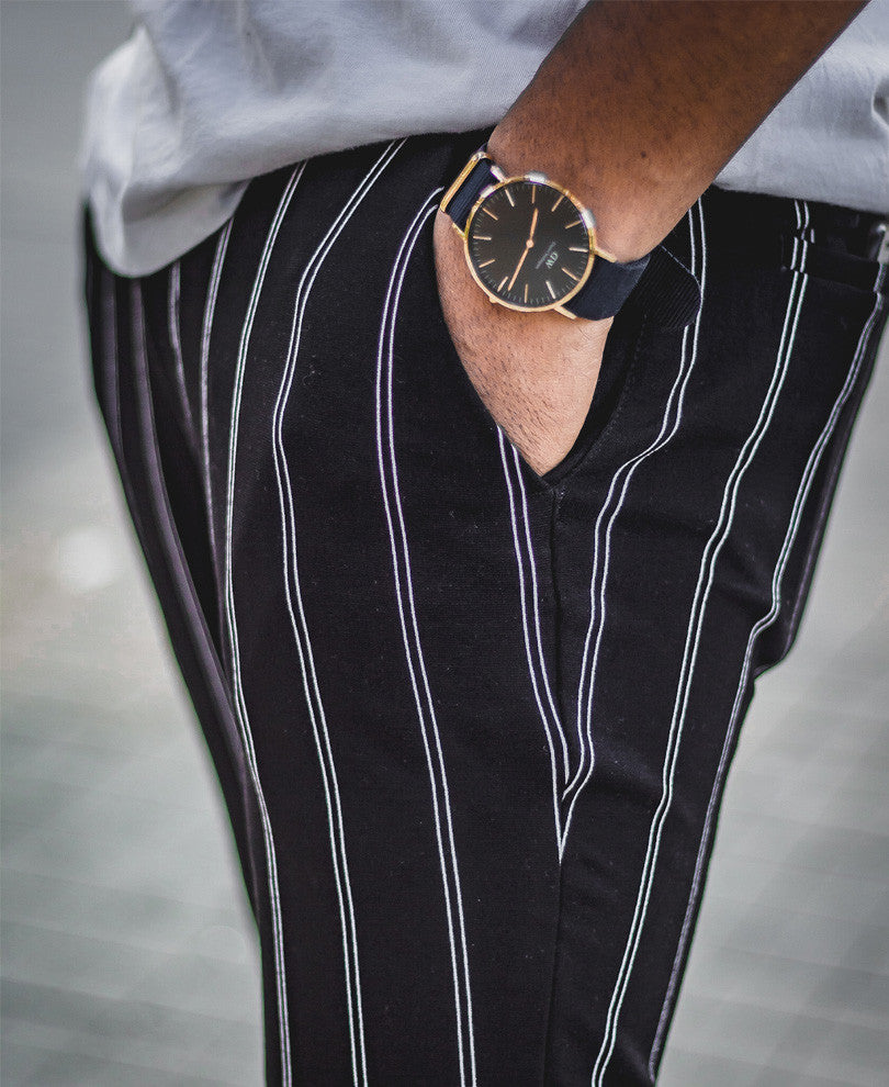 Black Stripes Skinny Fit Chino Pant