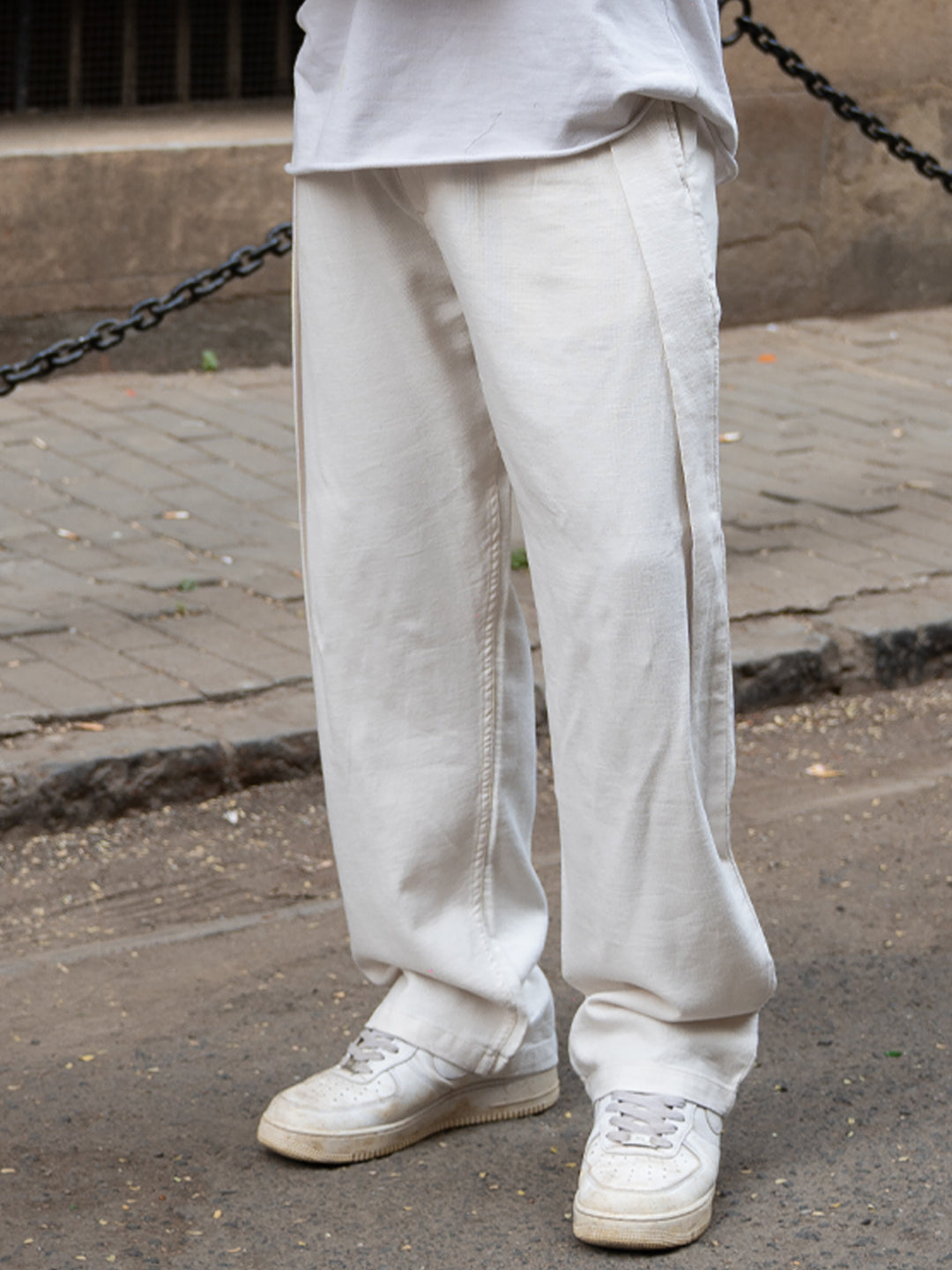 Light Beige Pleated Linen Pant