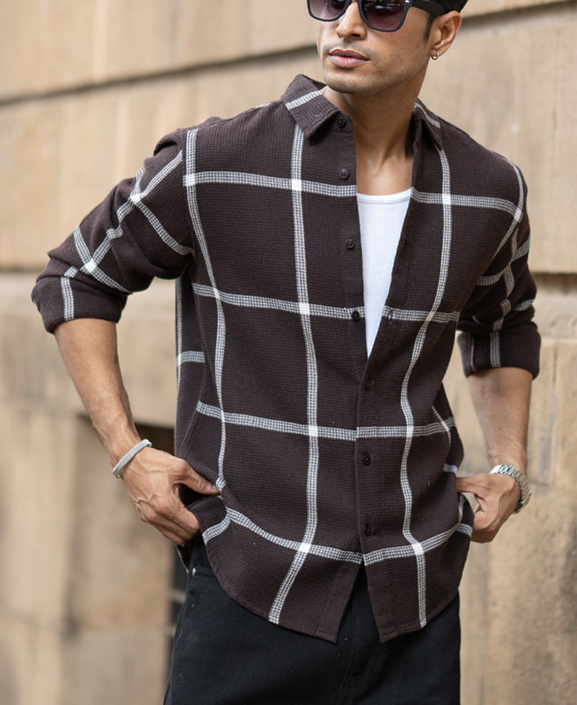 Brown Structure Checks Shirt.