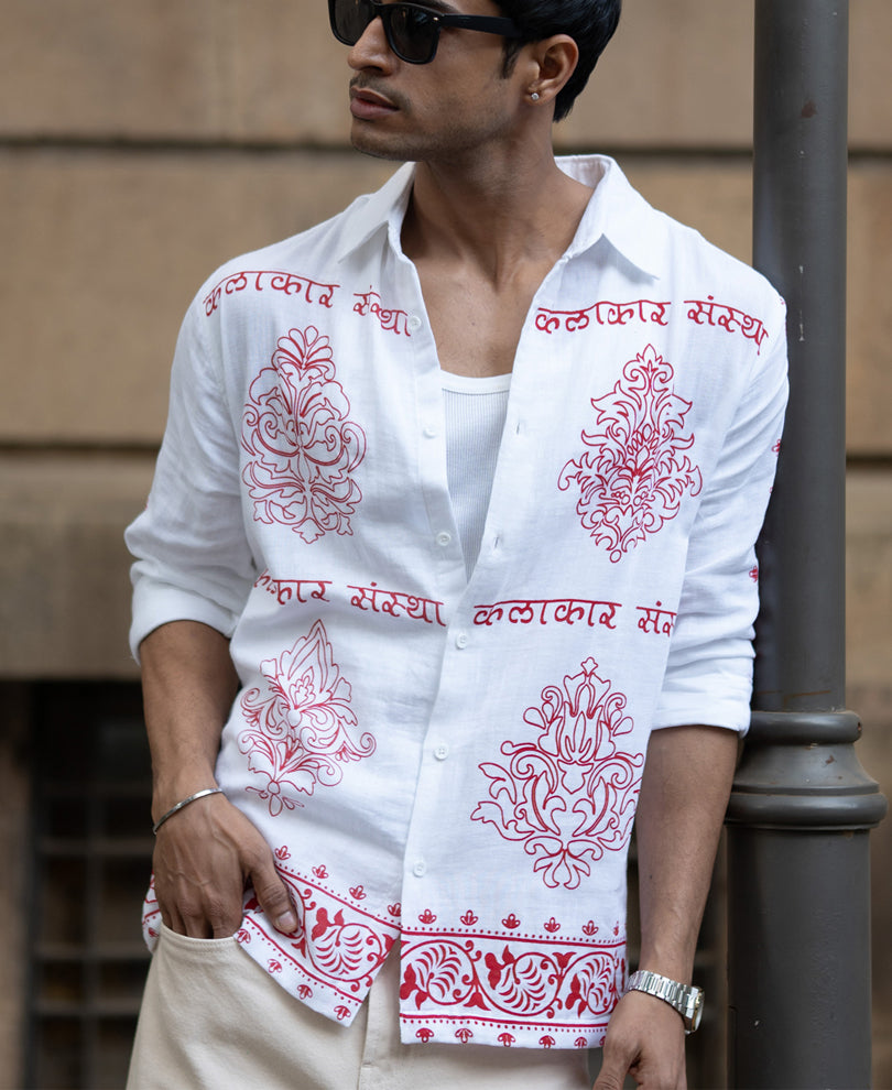 White Kalakar Print Shirt.