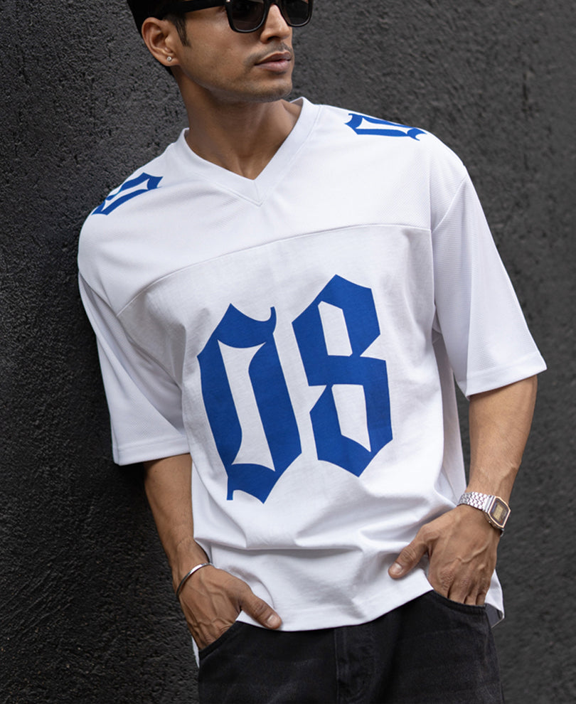 White Printed Jersey T-Shirt.
