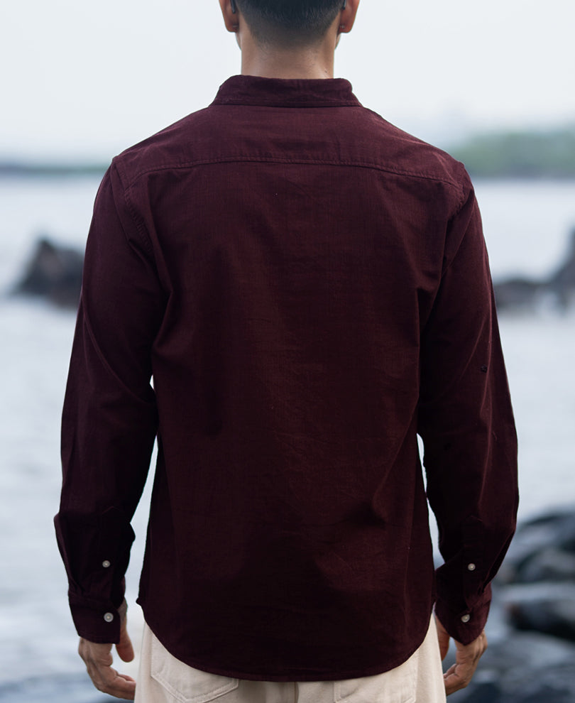 Wine Corduroy Buttondown Shirt.