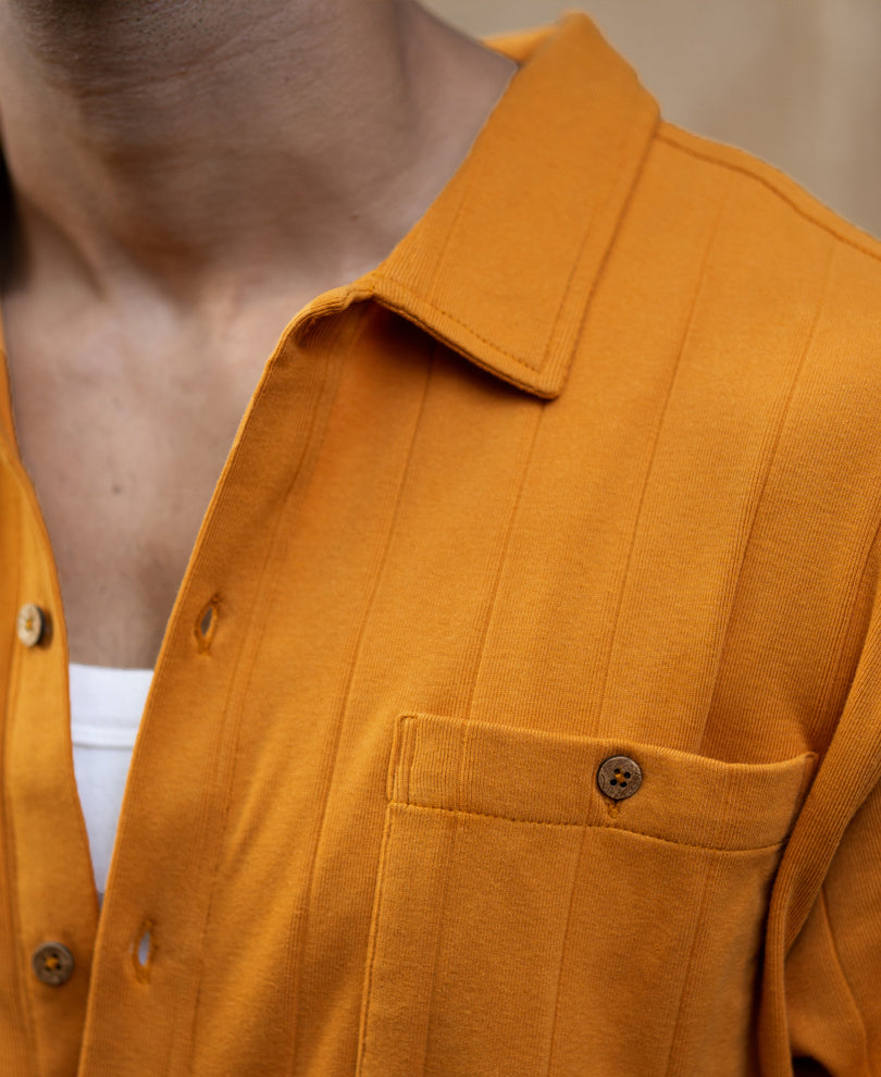 Mustard Structure Knit Shirt
