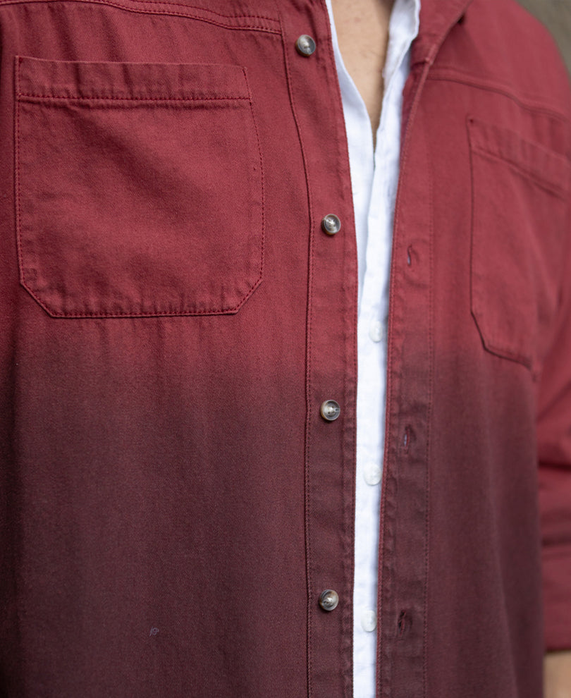 Brick Red Ombre Shirt With Pockets