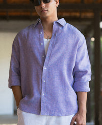 Lavender Linen Blend Structured Shirt