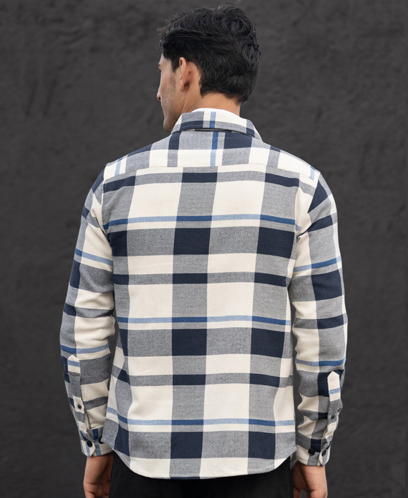 Navy Structure Checks Shirt.
