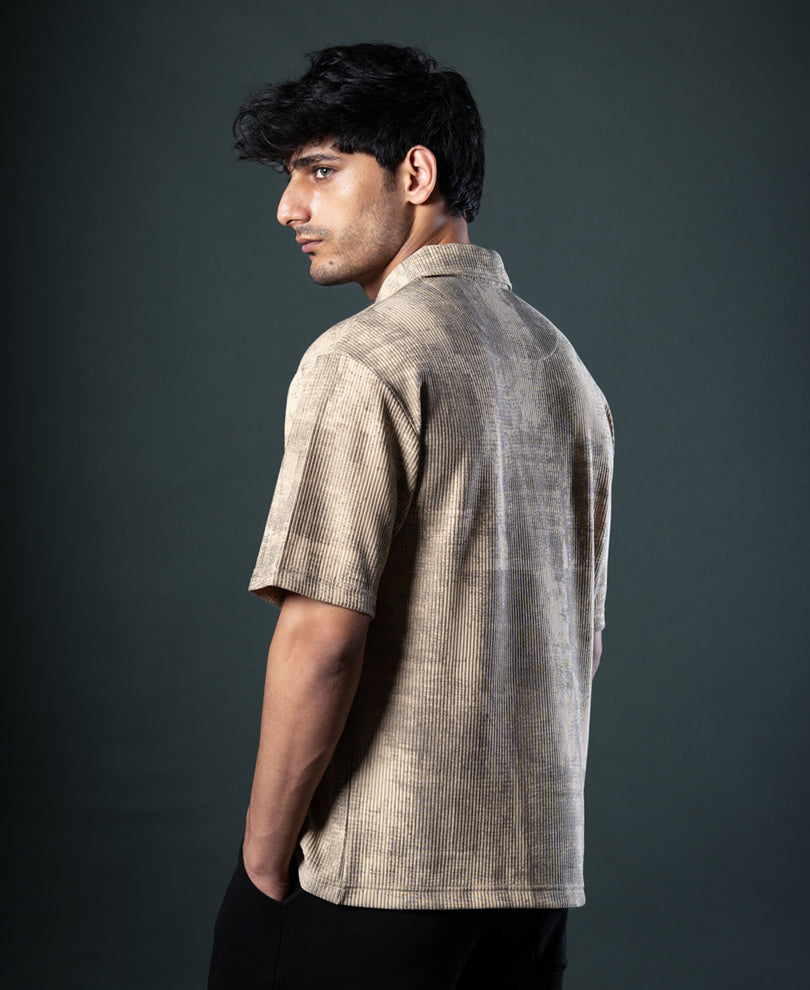 Beige Grunge Print T-Shirt