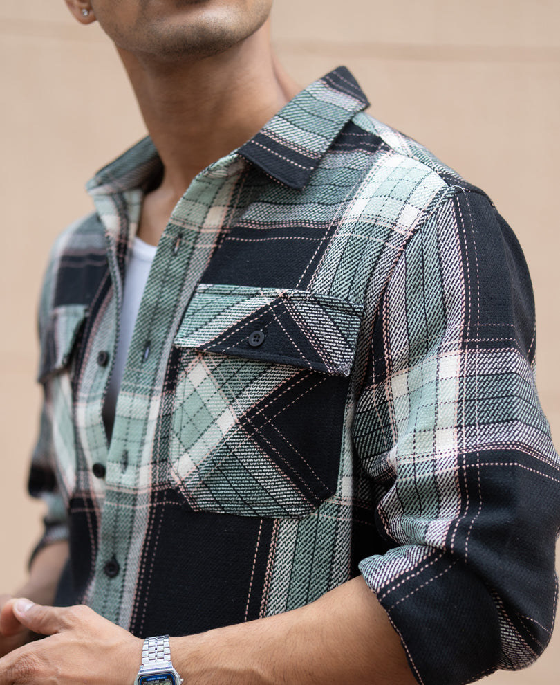 Black Structure Checks Shirt.