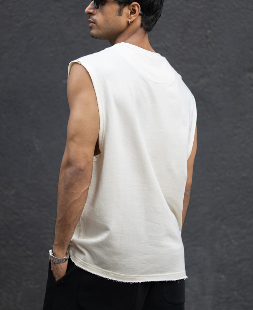 Cream Rebel Graphic Vest.