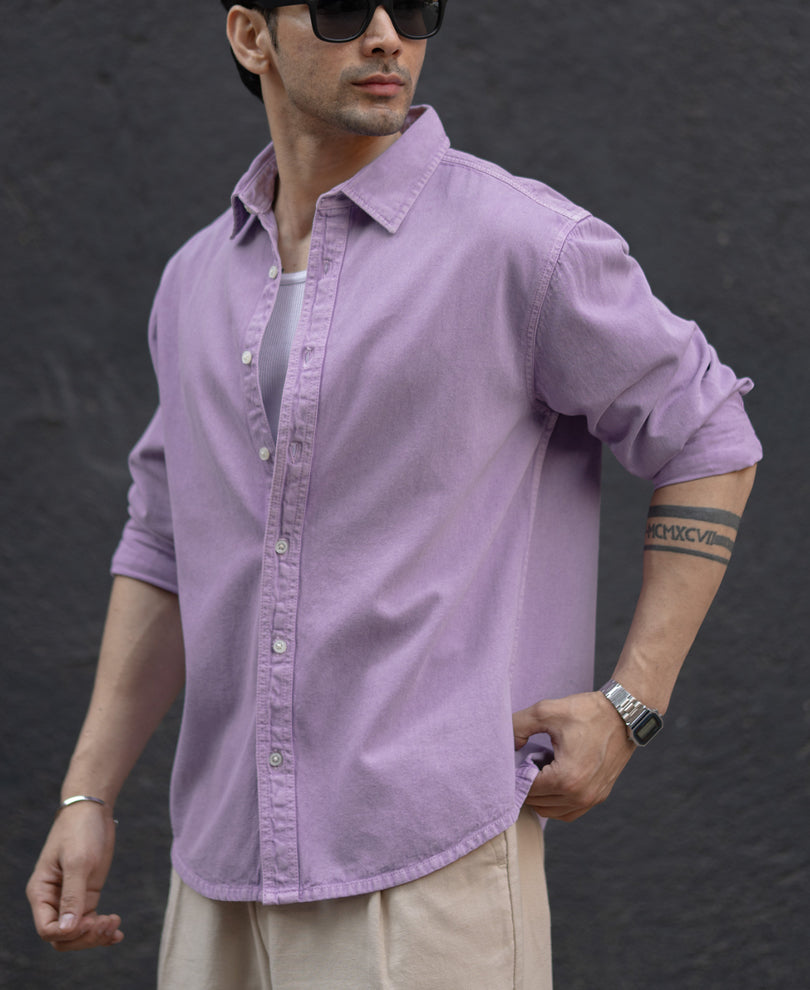 Lavender Overdyed Structured Shirt.