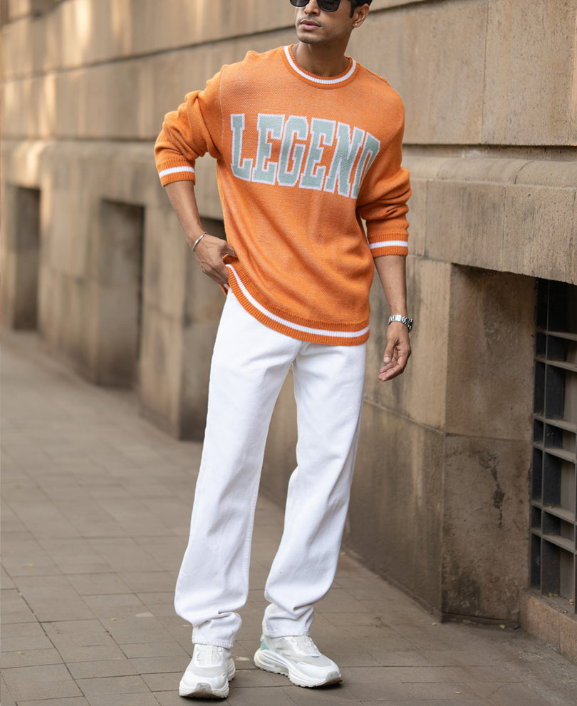 Orange Jacquard Sweater