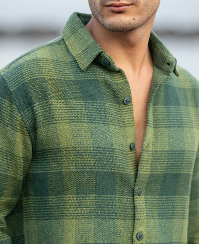 Green Structured Check Shirt