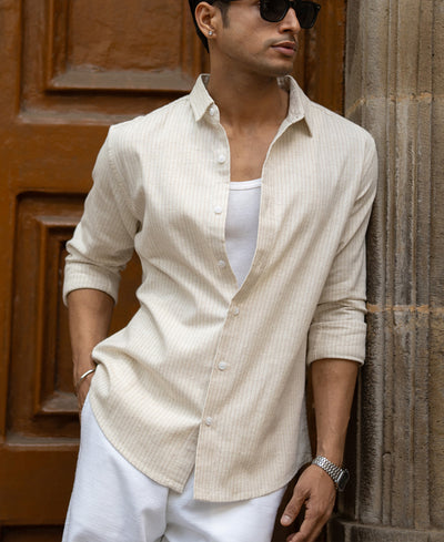 Natural & Beige Pin Stripe Shirt