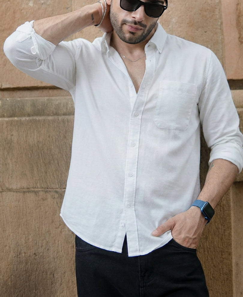 White Double Cloth Shirt 100% Cotton