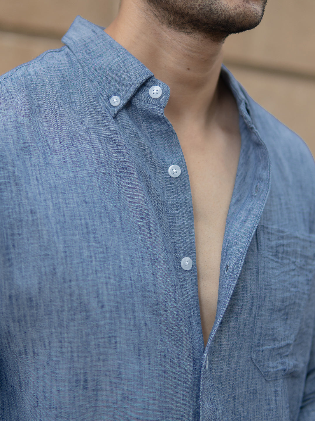 Dark Blue Slub Textured Shirt