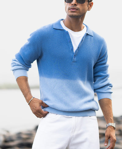 Blue Ombre Cotton Sweatshirt