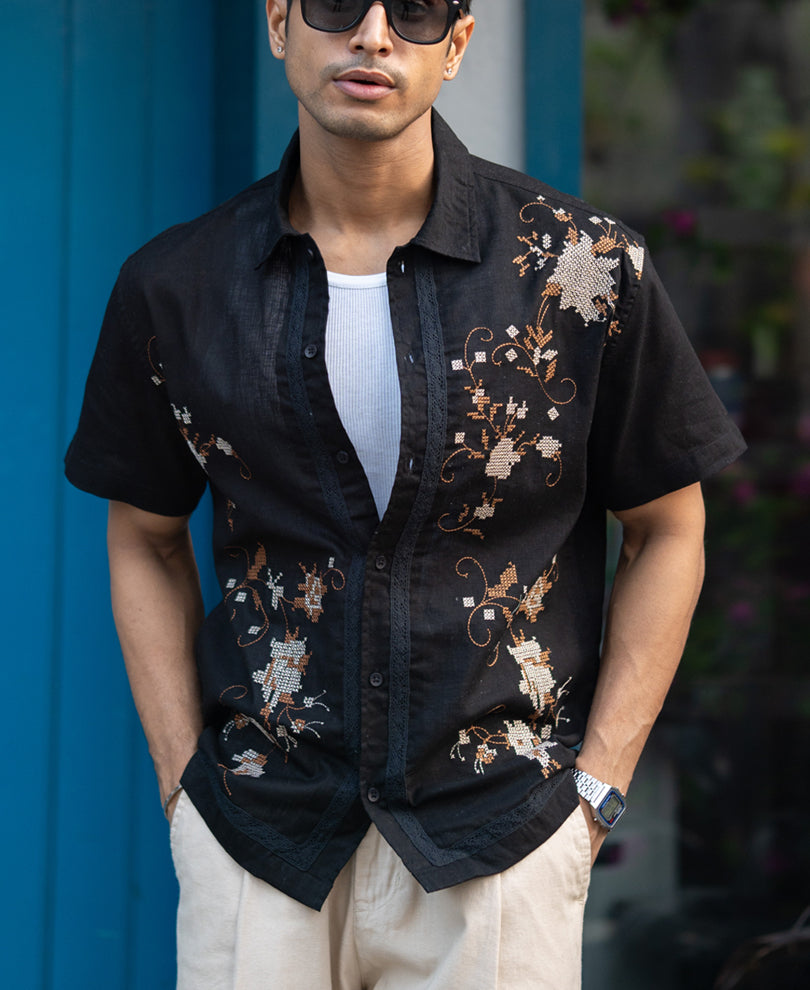 Black Embroidered Shirt.