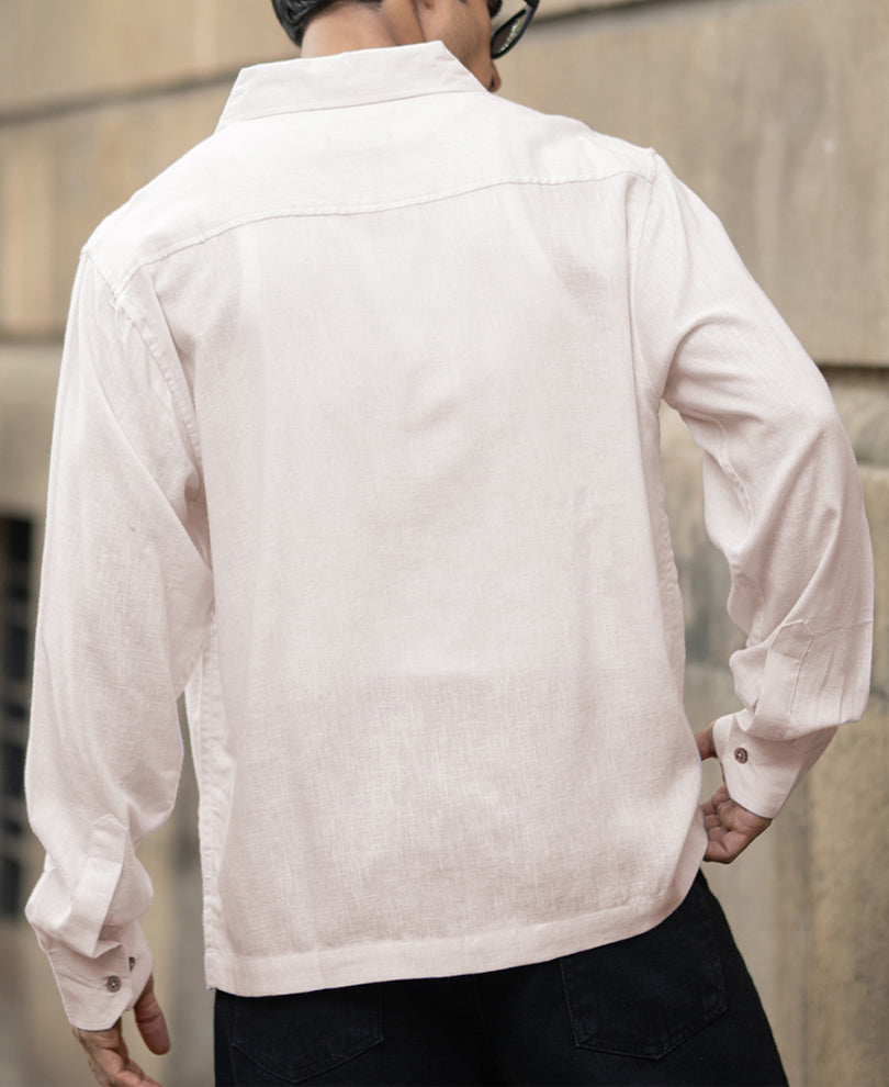 Cream Linen Double Pocket Shirt