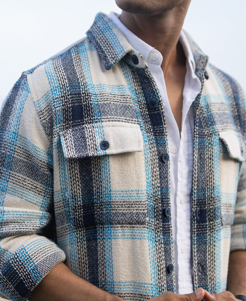 Blue Structured Check Shirt
