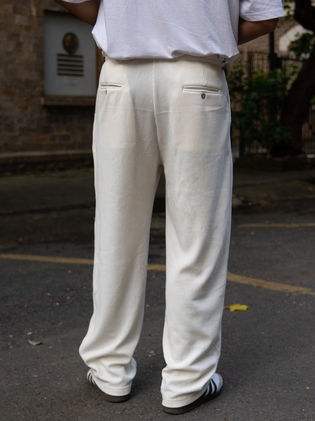 Cream Knitted Gurkha Pant