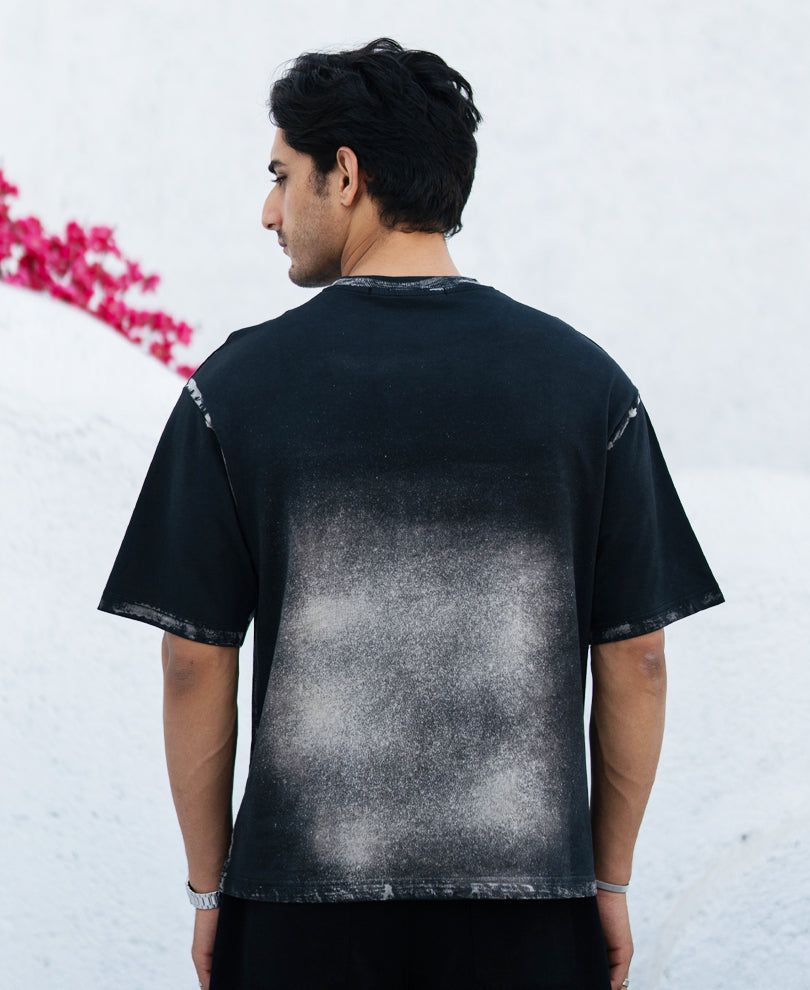 Black Sprayed Graphic T-Shirt.