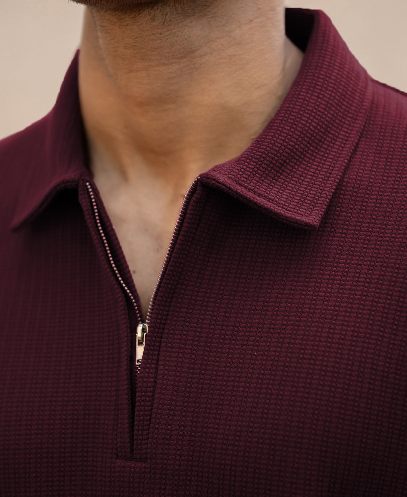 Wine Zipper Polo T-Shirt