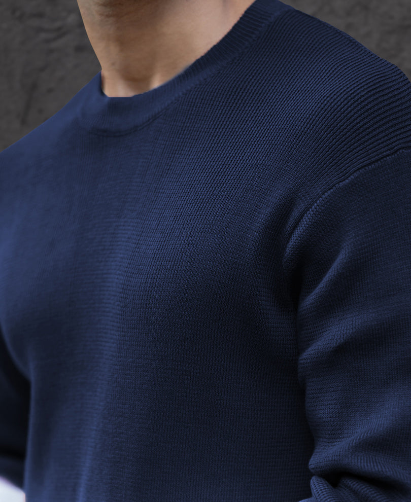 Navy Ombre Knit T-Shirt.