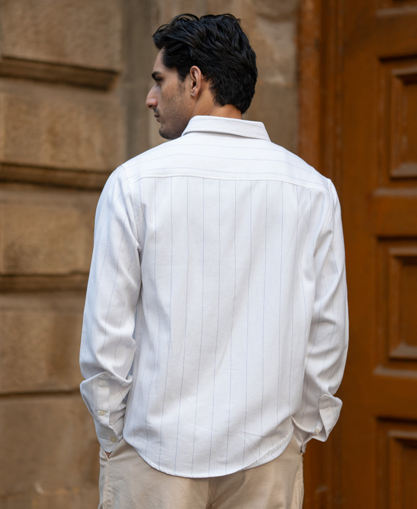 White Twill Stripe Shirt