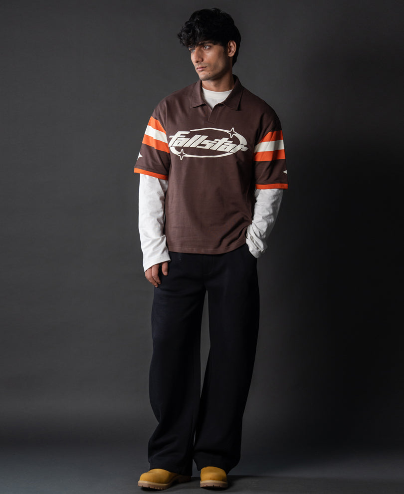 Brown Graphic Polo T-Shirt.
