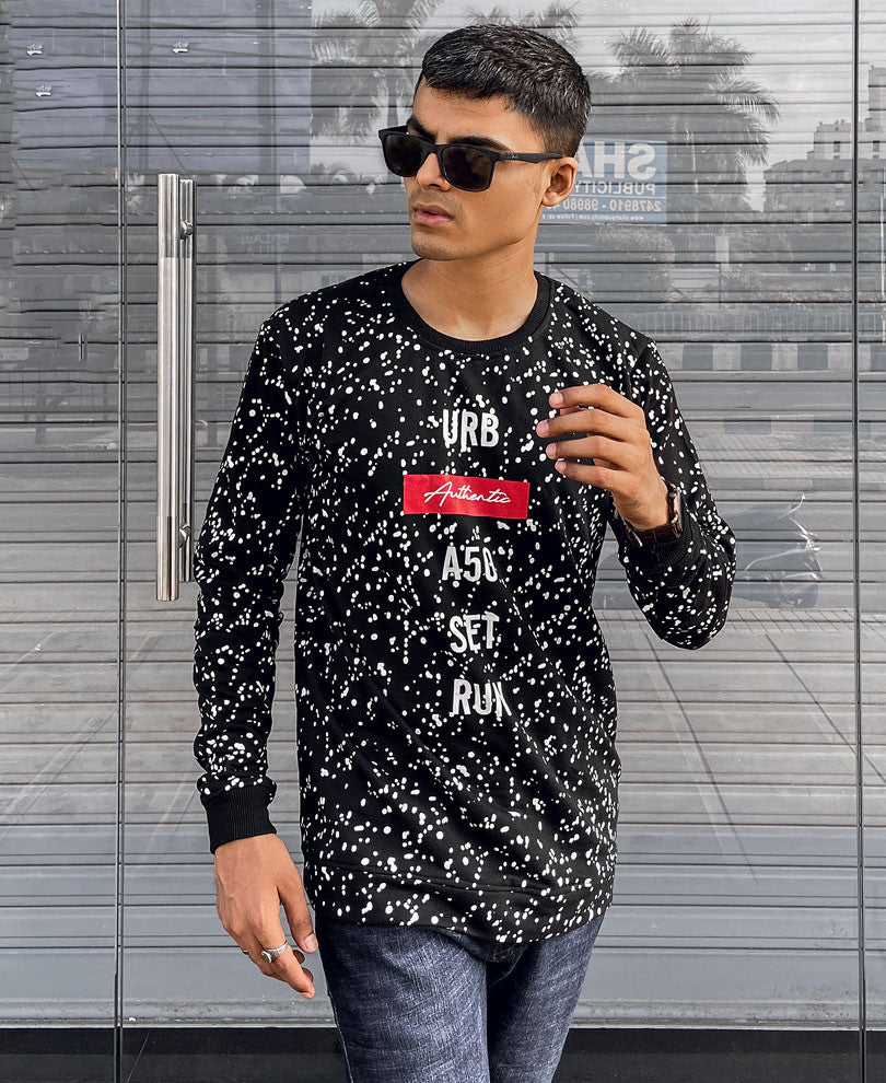 Black URB Paint Spots Full Sleeves T Shirt