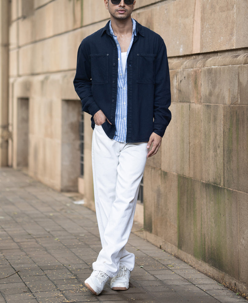 Navy Overdyed Twill Overshirt