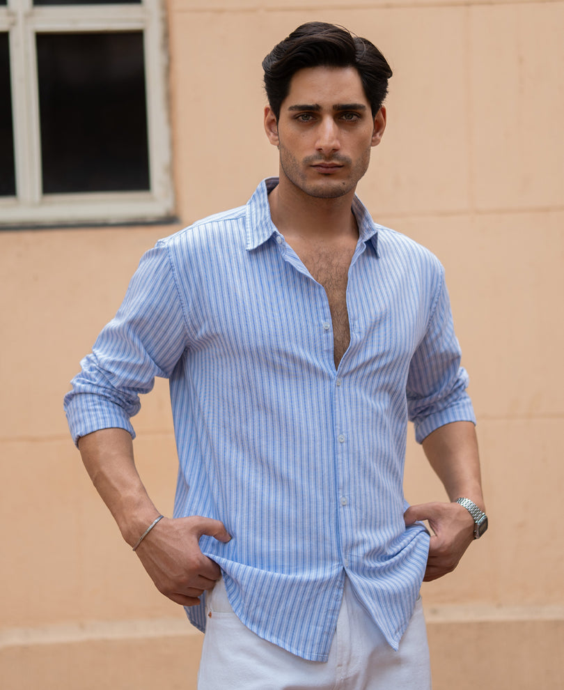 Light Blue Oxford Stripe Shirt