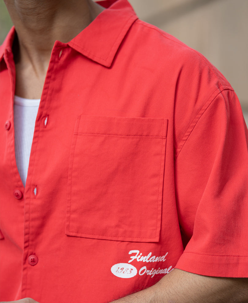 Red Printed Structure Shirt